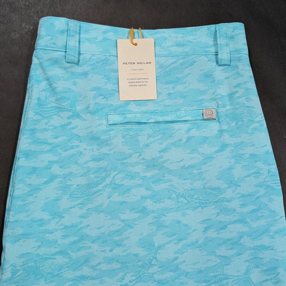 Peter Millar Crown Sport Shackleford Performance Hybrid Fish Camo Golf Shorts 40